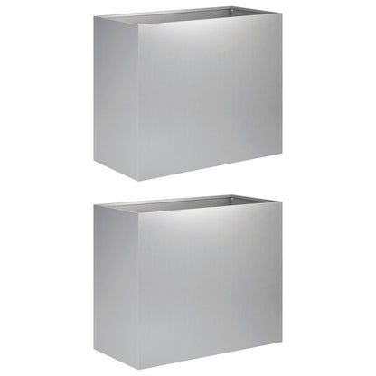 Vaso da giardino 2 pz Argento 60 x 30 x 50 cm Acciaio zincato | homemem39