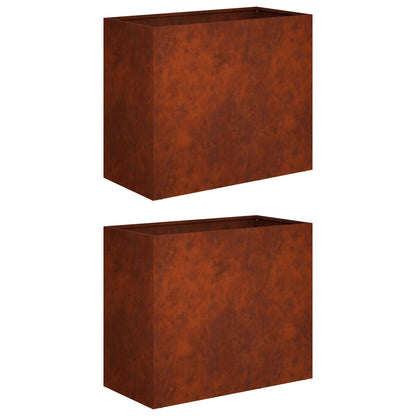 Vaso da giardino 2 pz Ruggine 60 x 30 x 50 cm Acciaio Corten | homemem39