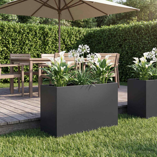 Vaso da giardino Nero 80 x 30 x 40 cm Acciaio laminato a freddo - homemem39