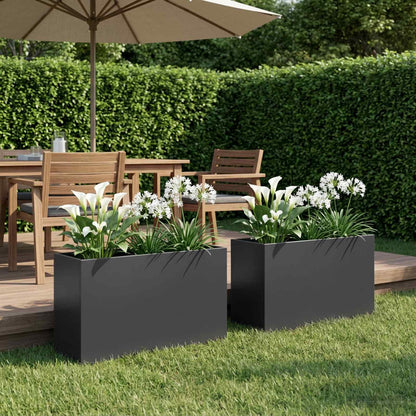 Vaso da giardino 2 pz Nero 80 x 30 x 40 cm