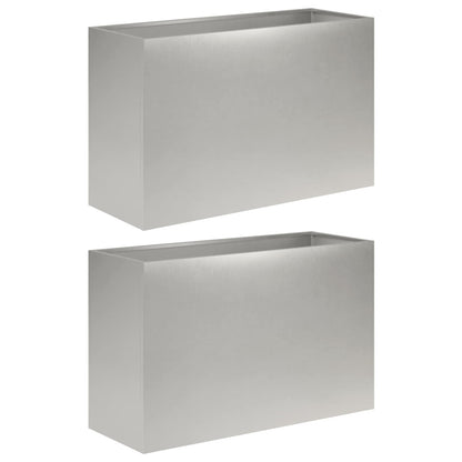 Vaso da giardino 2 pz Argento 80 x 30 x 50 cm Acciaio Inox