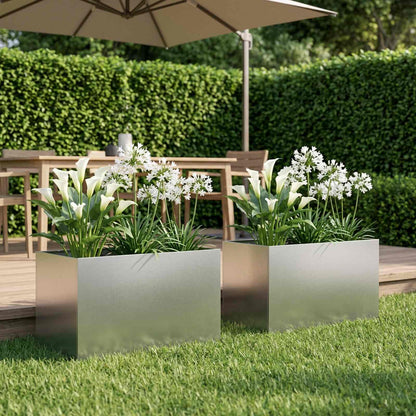 Vaso da giardino 2 pz Argento 50 x 40 x 40 cm Acciaio Inox
