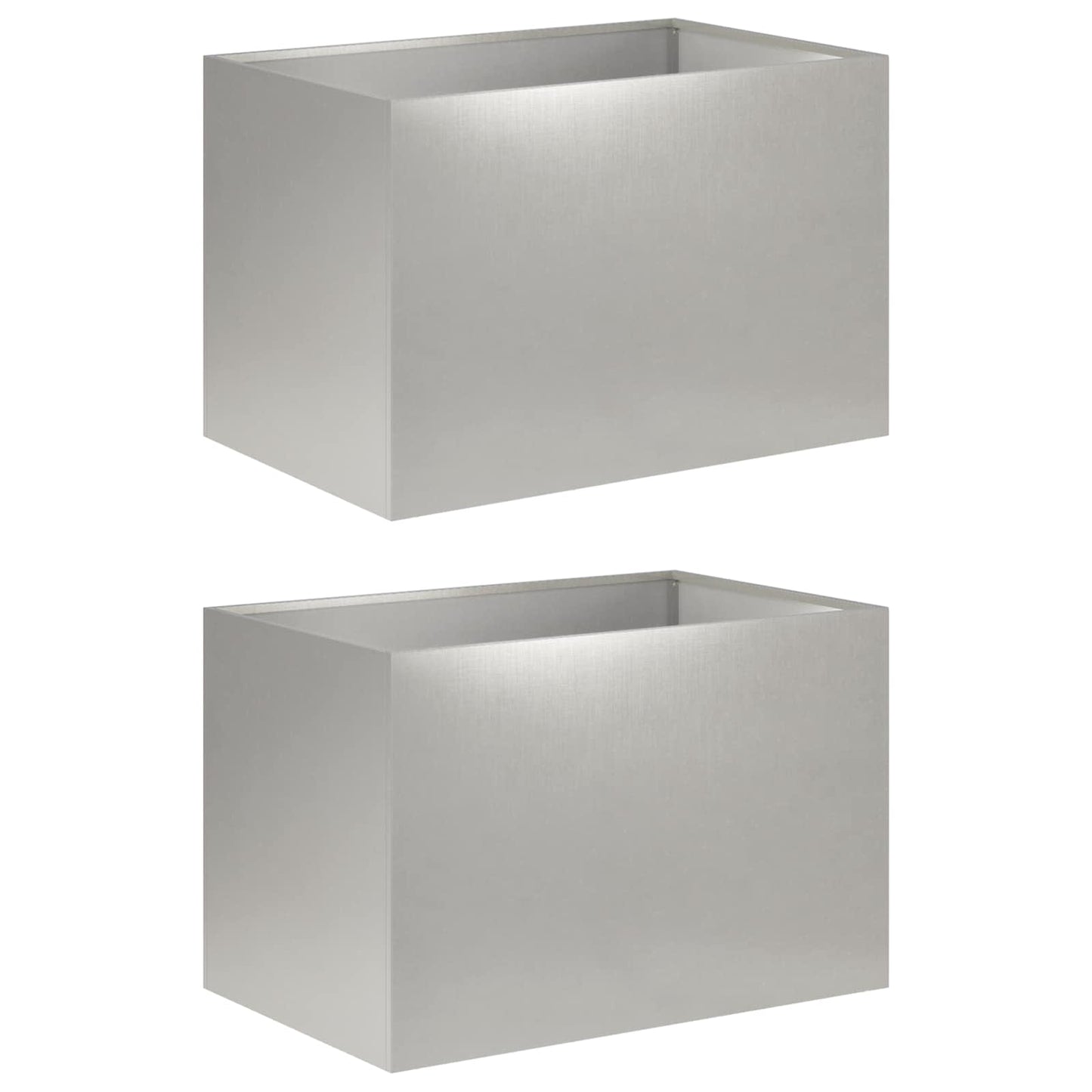 Vaso da giardino 2 pz Argento 50 x 40 x 40 cm Acciaio Inox