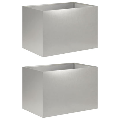 Vaso da giardino 2 pz Argento 50 x 40 x 40 cm Acciaio Inox