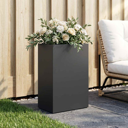 Vaso da giardino Nero 50 x 40 x 75 cm Acciaio laminato a freddo