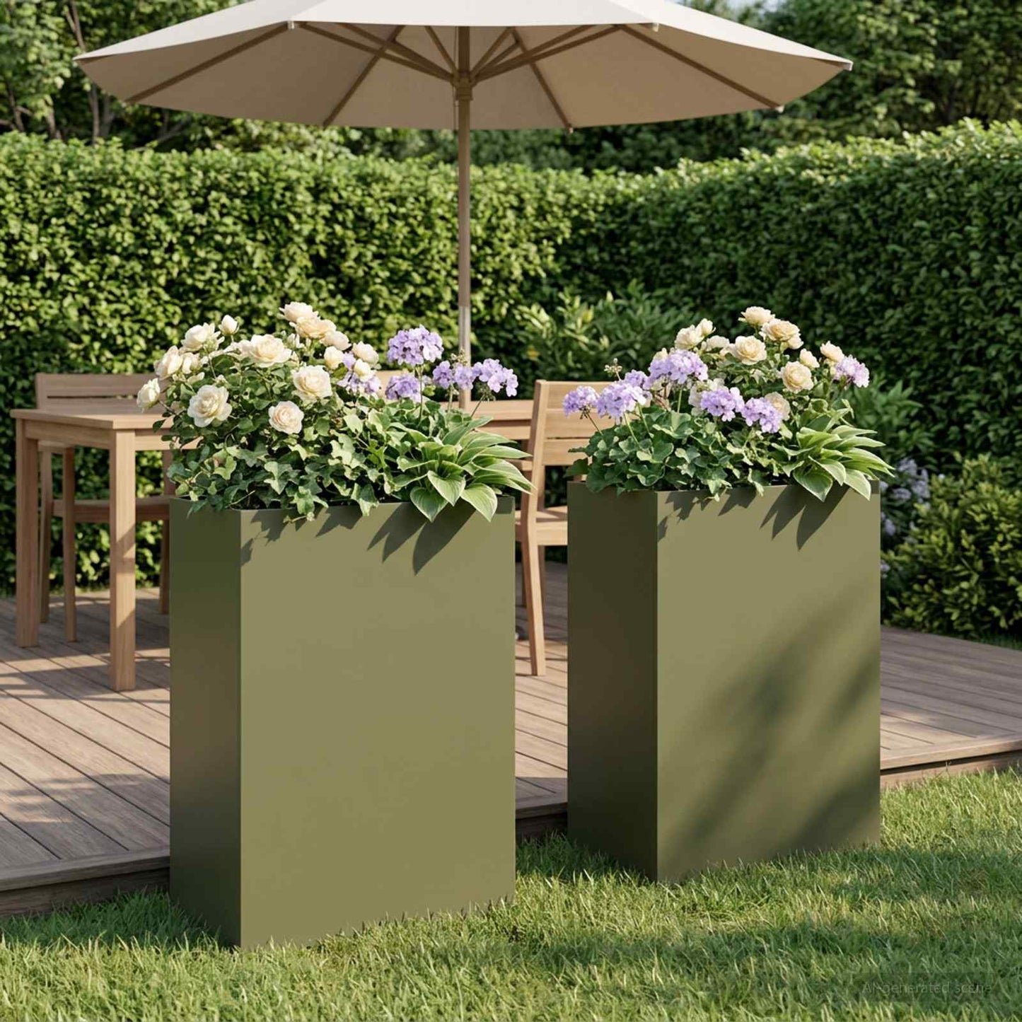Vaso da giardino 2 pz Verde Oliva 50 x 40 x 75 cm