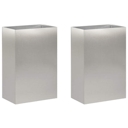 Vaso da giardino 2 pz Argento 50 x 40 x 75 cm Acciaio Inox | homemem39