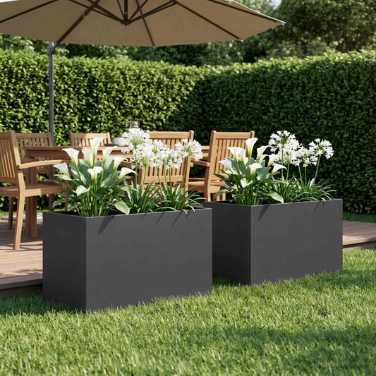 Vaso da giardino 2 pz Nero 60 x 40 x 40 cm - homemem39