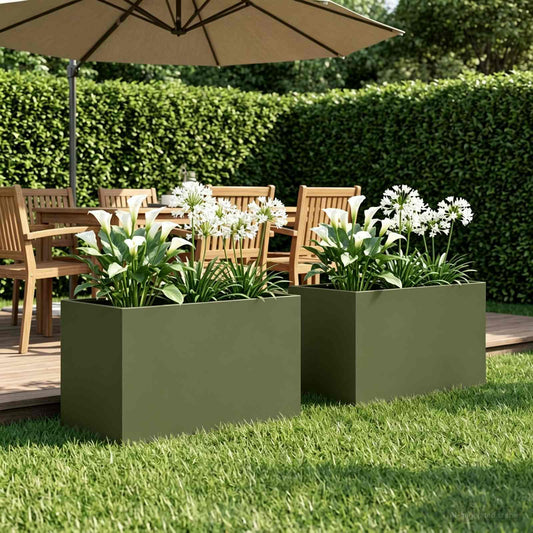 Vaso da giardino 2 pz Verde Oliva 60 x 40 x 40 cm - homemem39