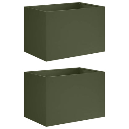 Vaso da giardino 2 pz Verde Oliva 60 x 40 x 40 cm
