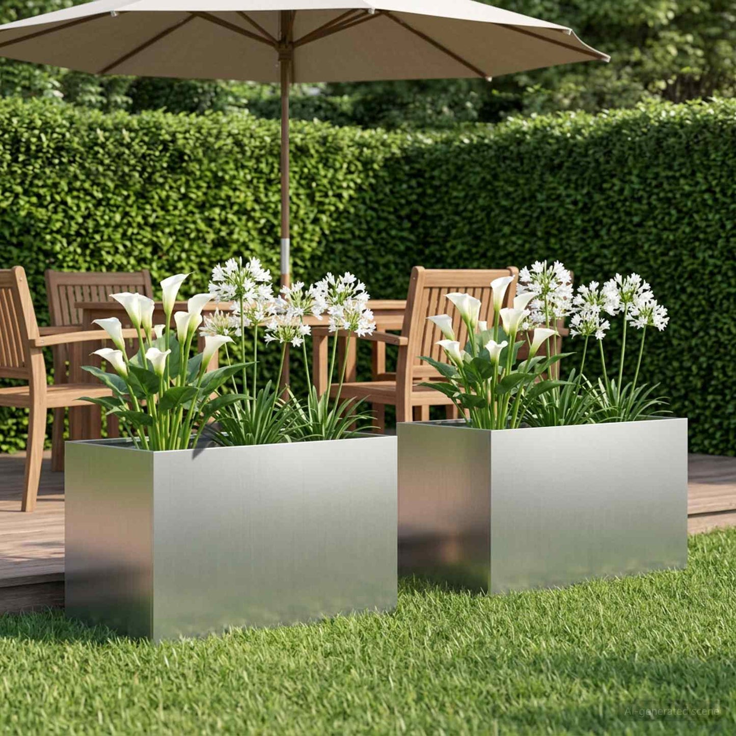 Vaso da giardino 2 pz Argento 60 x 40 x 40 cm Acciaio zincato