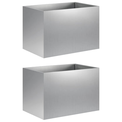 Vaso da giardino 2 pz Argento 60 x 40 x 40 cm Acciaio zincato | homemem39
