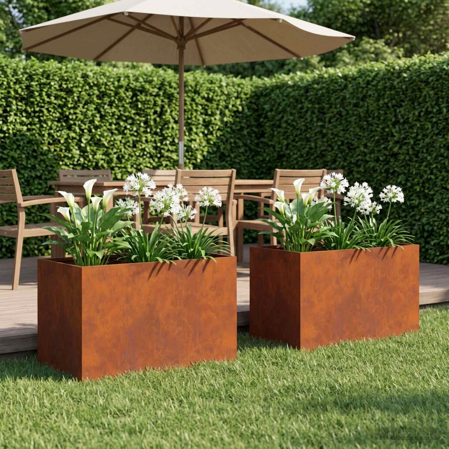 Vaso da giardino 2 pz Ruggine 60 x 40 x 40 cm Acciaio Corten