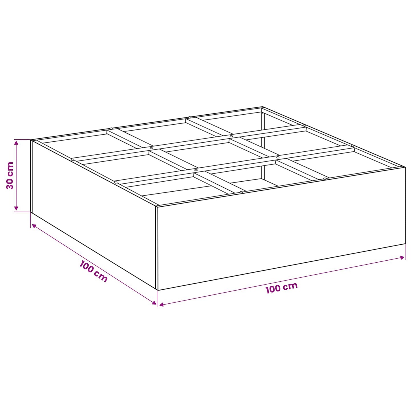 Vaso da giardino Ruggine 100 x 100 x 30 cm Acciaio Corten | homemem39