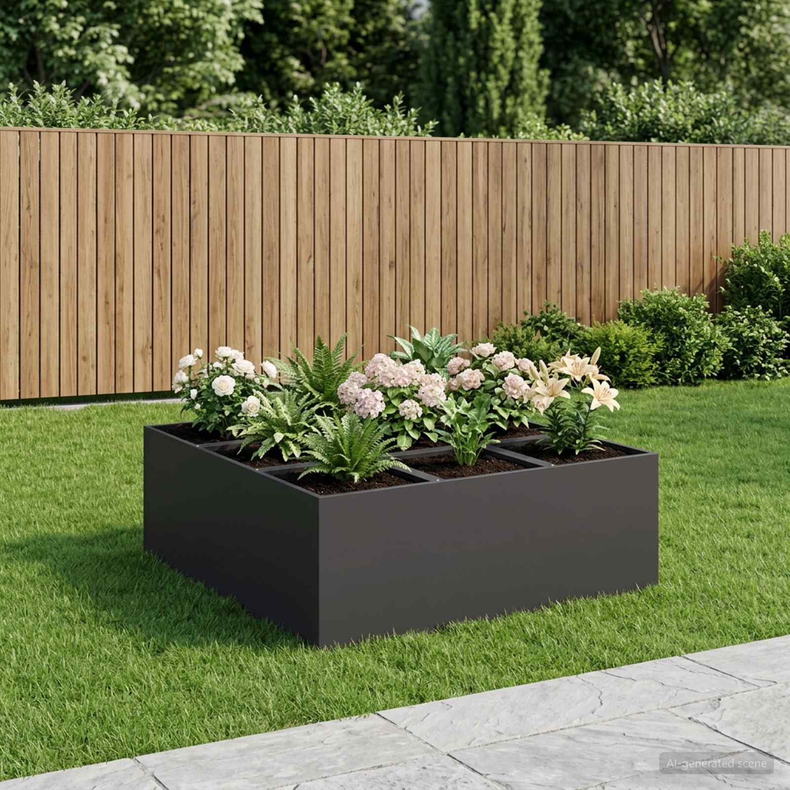 Vaso da giardino Nero 100 x 100 x 50 cm | homemem39