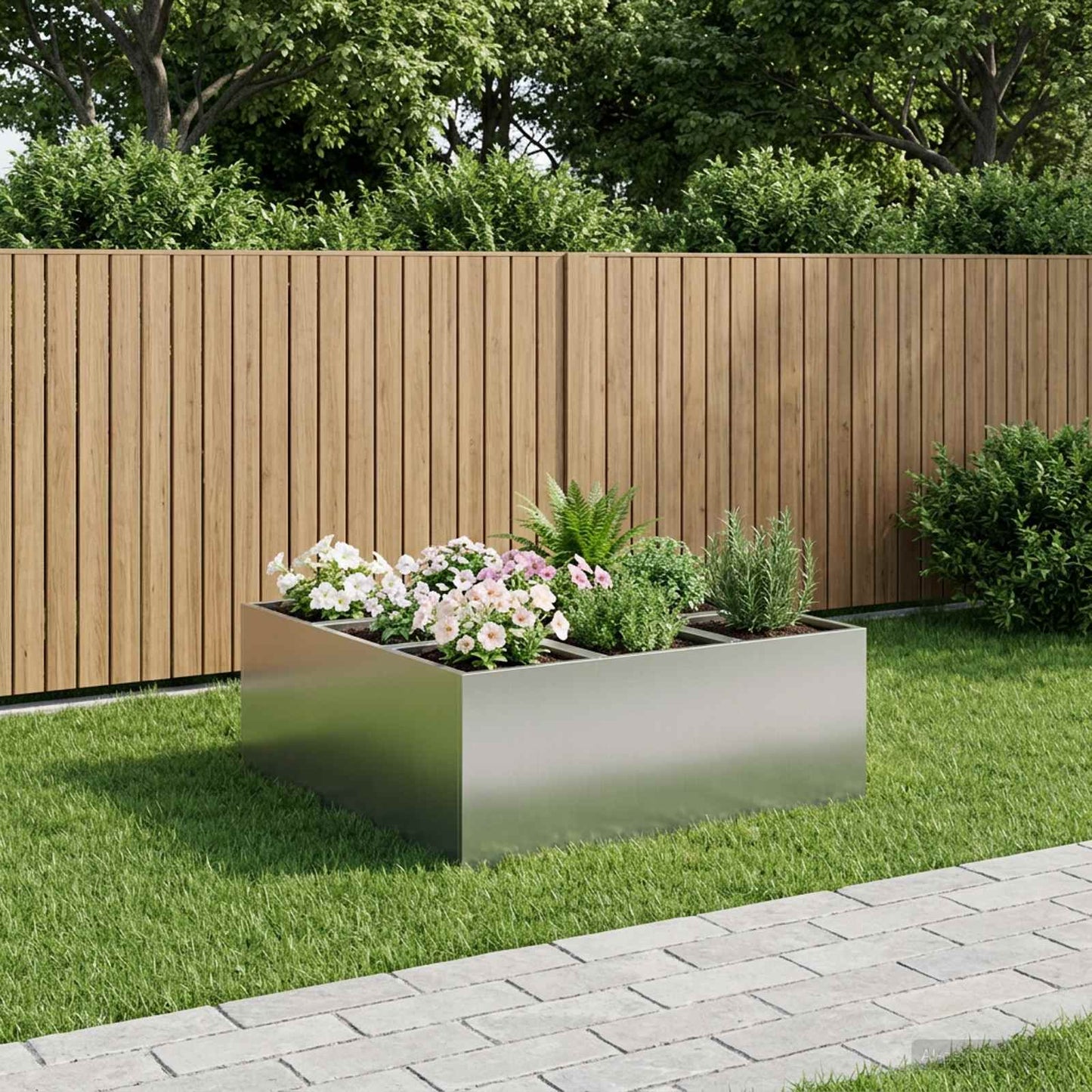 Vaso da giardino Argento 100 x 100 x 50 cm Acciaio zincato