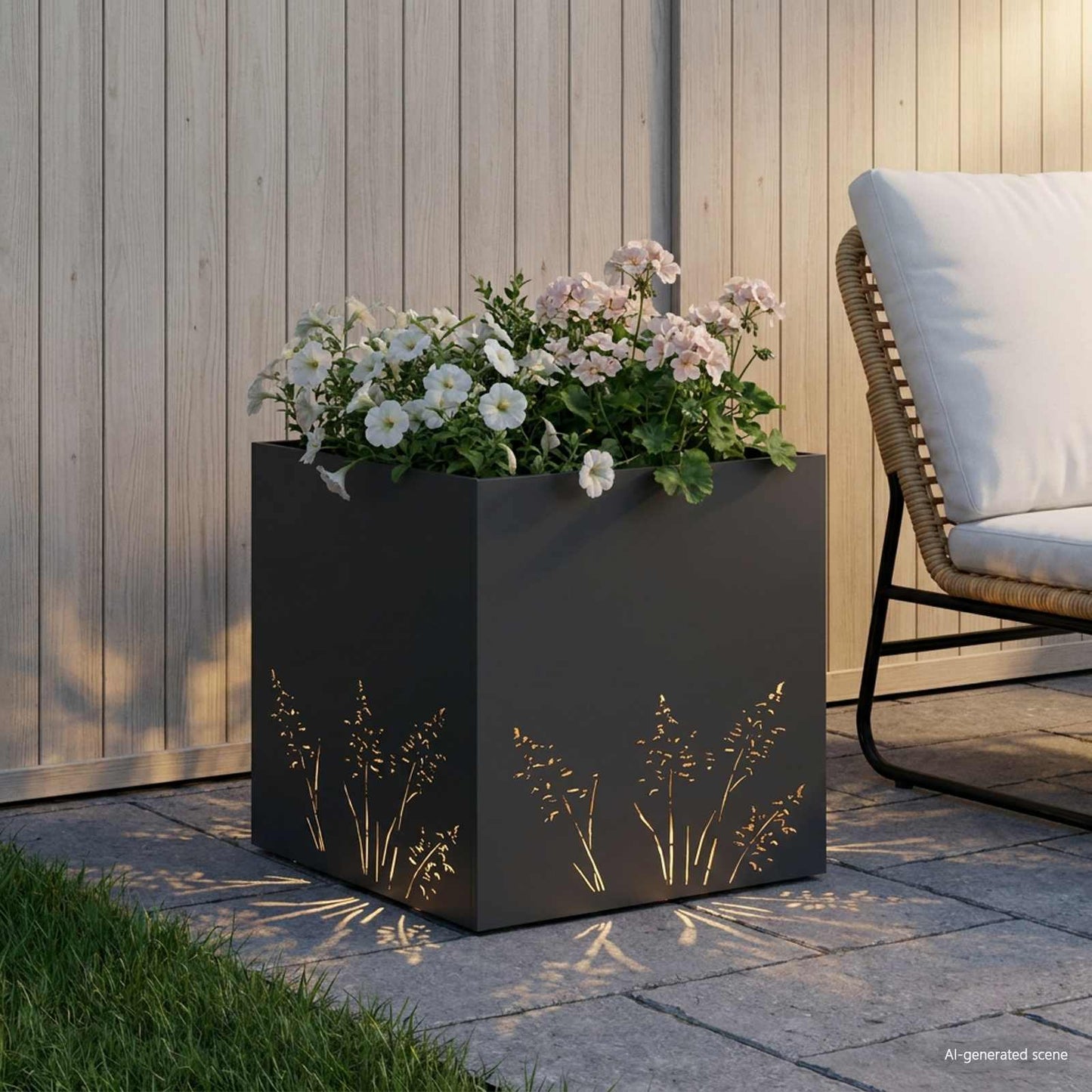 Vaso da giardino Nero 50 x 50 x 49 cm Acciaio laminato a freddo | homemem39