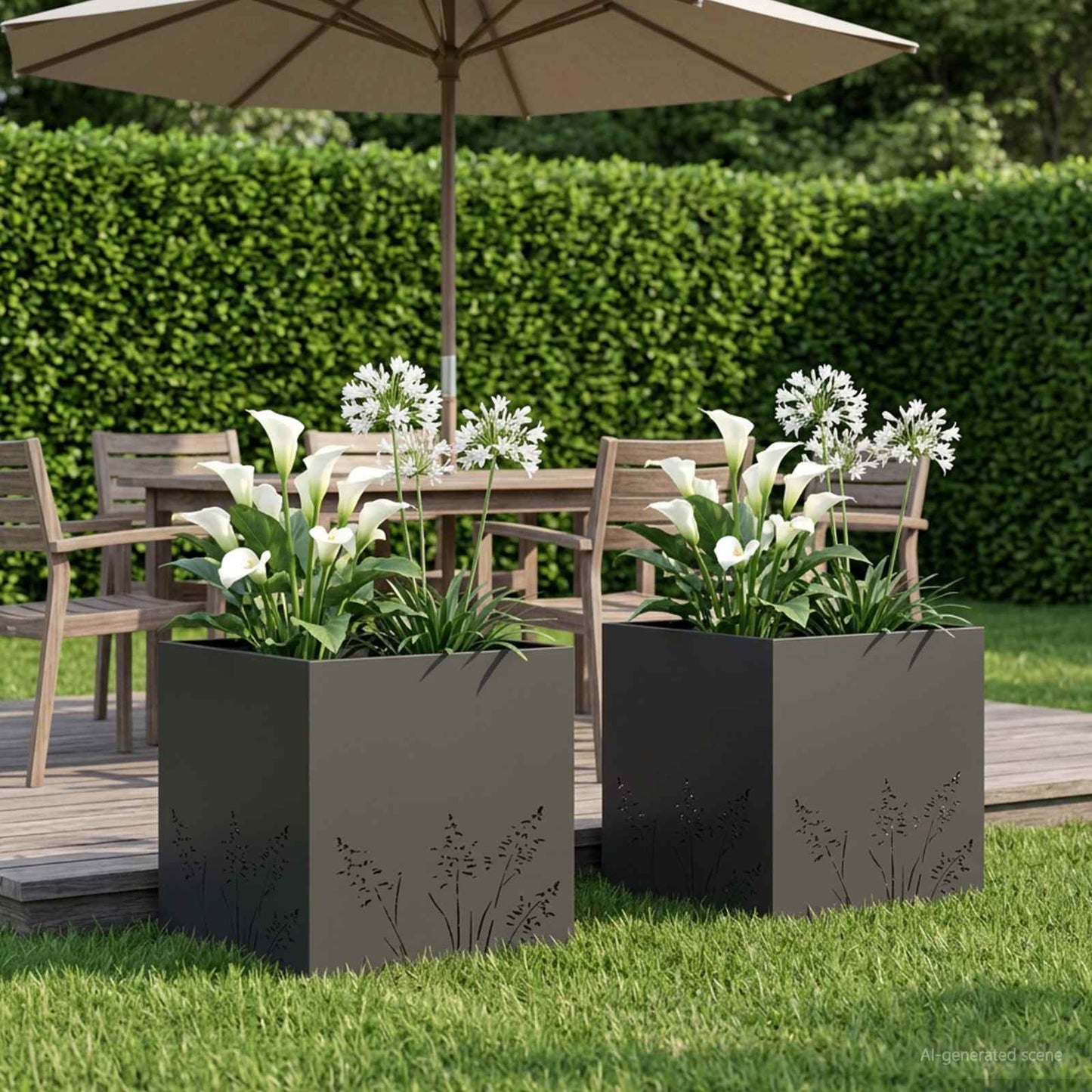 Vaso da giardino 2 pz Nero 50 x 50 x 49 cm | homemem39