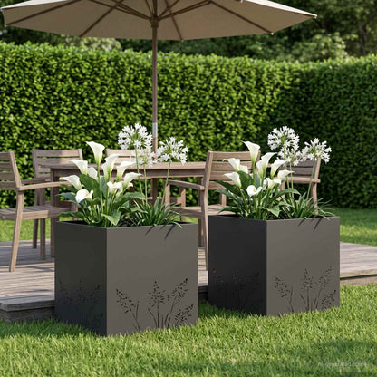 Vaso da giardino 2 pz Nero 50 x 50 x 49 cm | homemem39