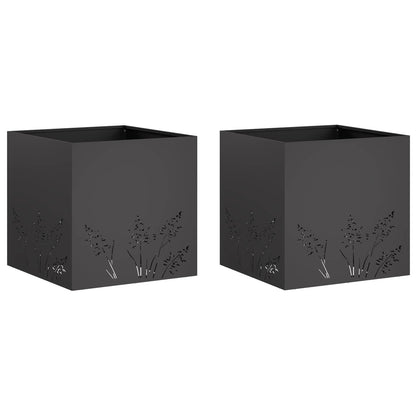 Vaso da giardino 2 pz Nero 50 x 50 x 49 cm | homemem39
