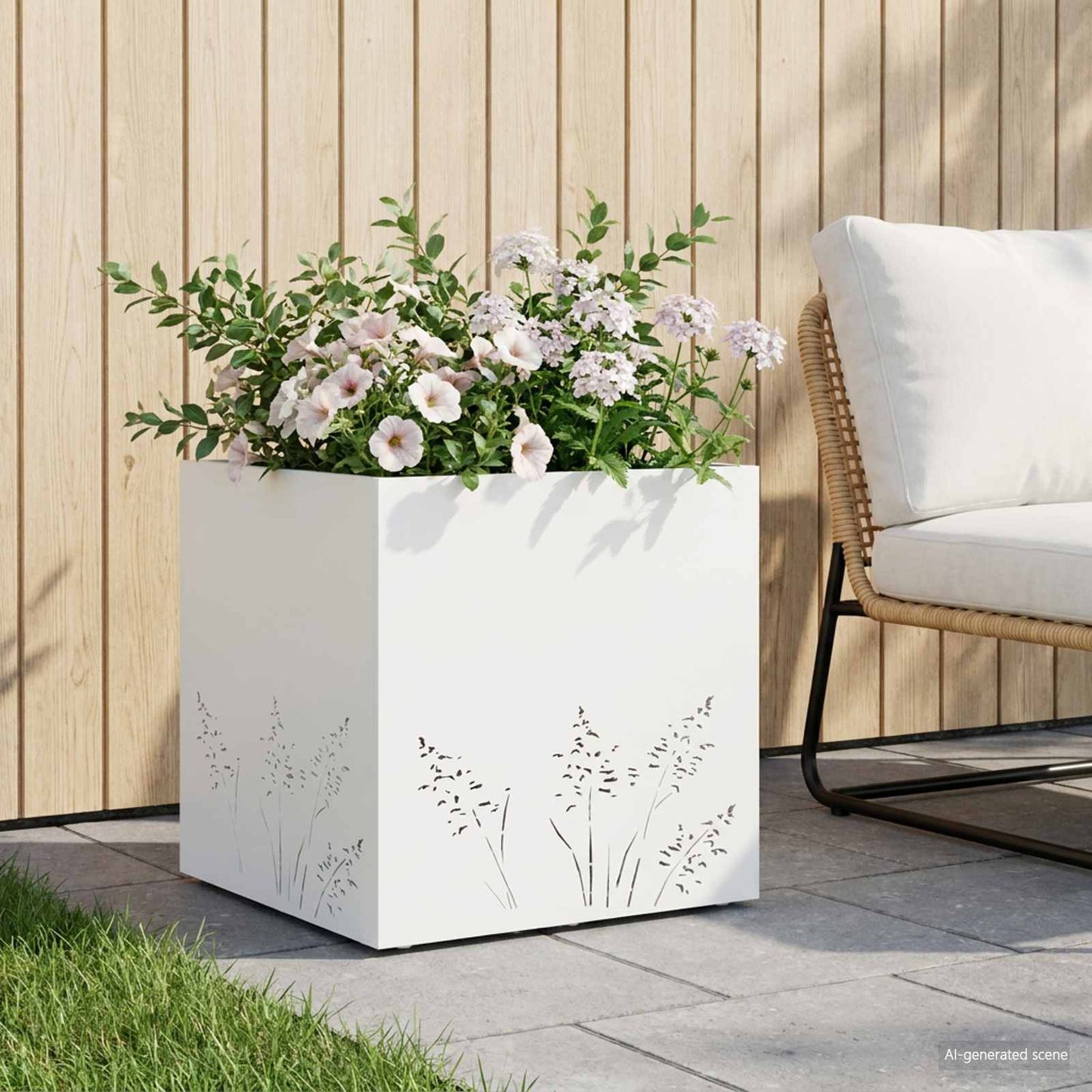 Vaso da giardino Bianco 50 x 50 x 49 cm | homemem39