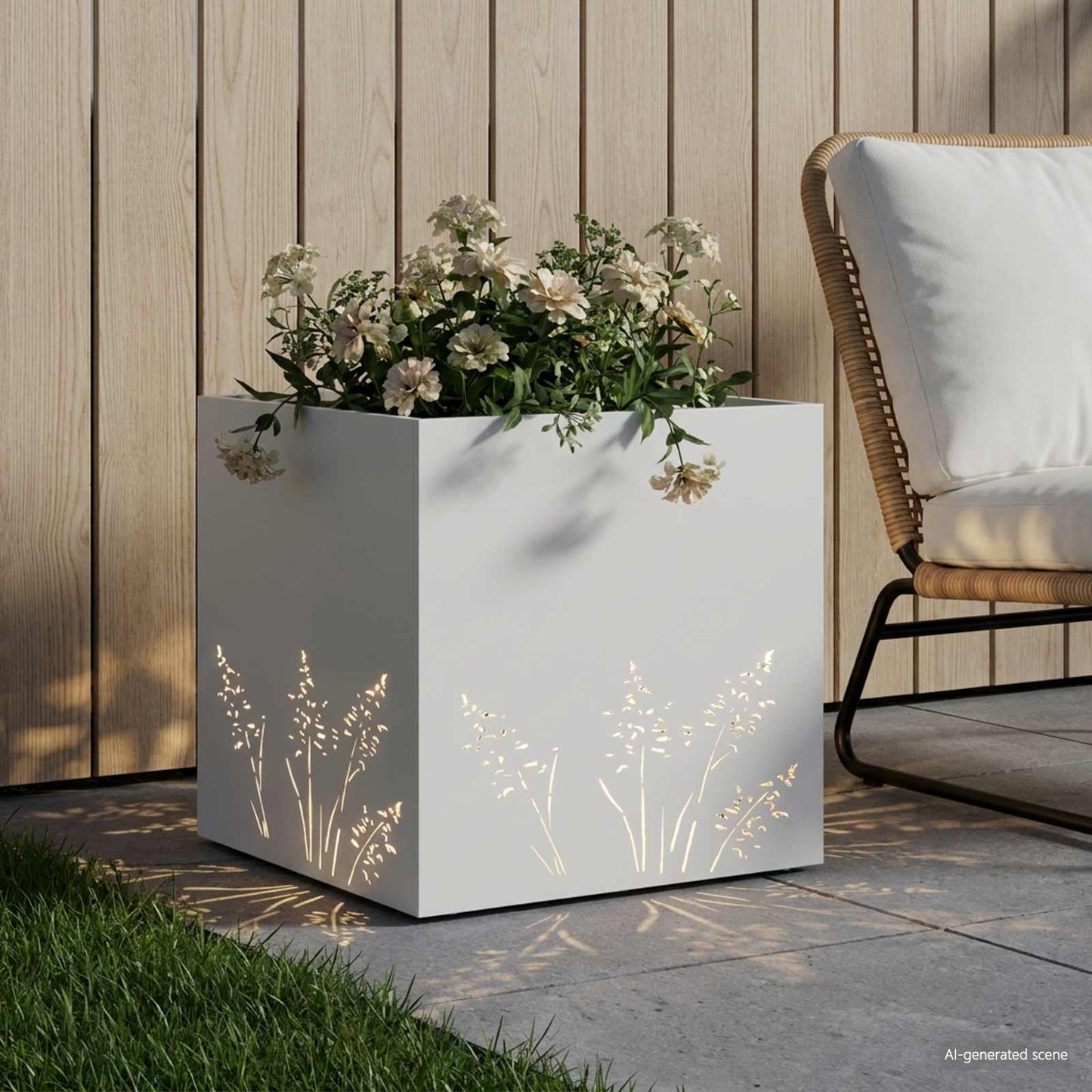 Vaso da giardino Bianco 50 x 50 x 49 cm | homemem39