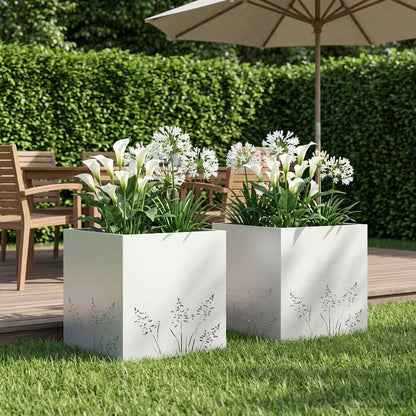 Vaso da giardino 2 pz Bianco 50 x 50 x 49 cm | homemem39