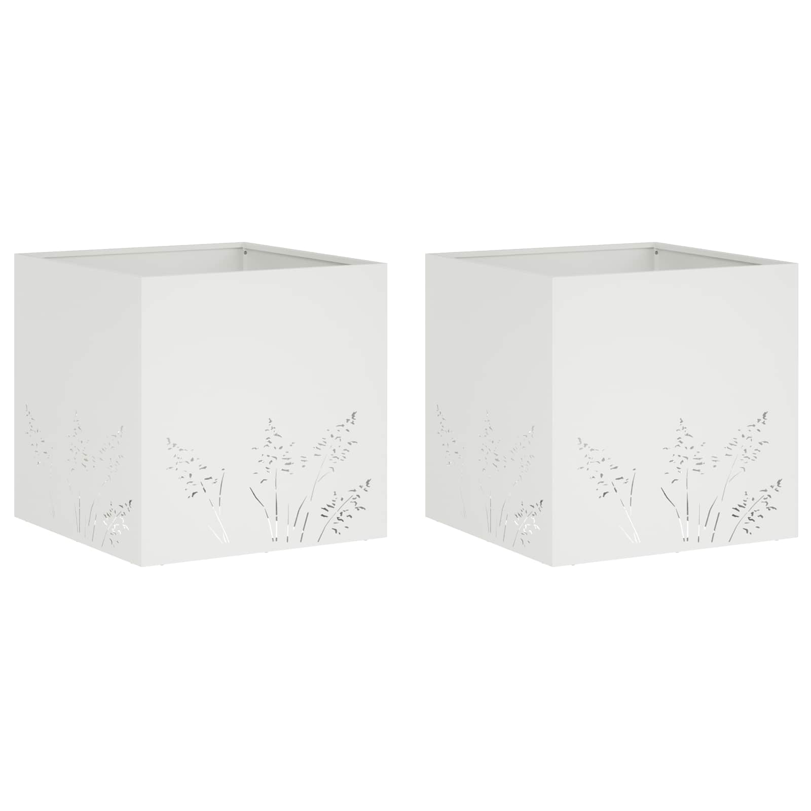 Vaso da giardino 2 pz Bianco 50 x 50 x 49 cm | homemem39