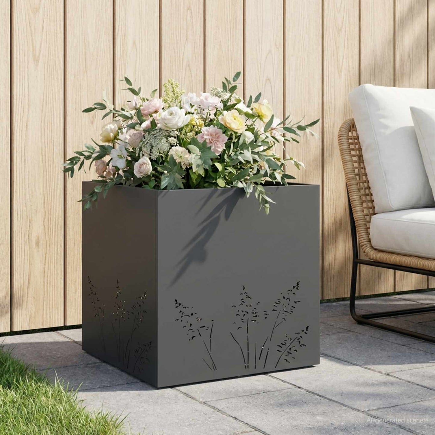 Vaso da giardino Antracite 50 x 50 x 49 cm | homemem39