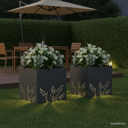 Vaso da giardino 2 pz Antracite 50 x 50 x 49 cm | homemem39
