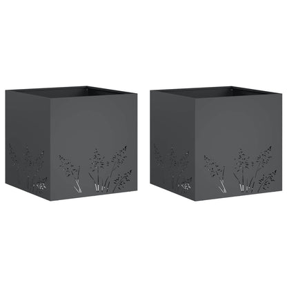 Vaso da giardino 2 pz Antracite 50 x 50 x 49 cm | homemem39