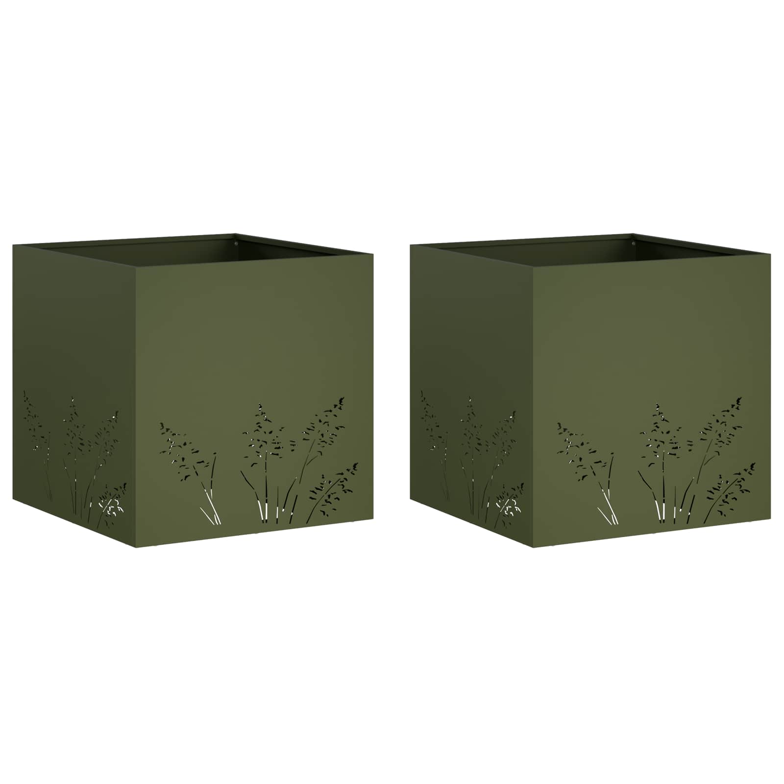 Vaso da giardino 2 pz Verde Oliva 50 x 50 x 49 cm | homemem39