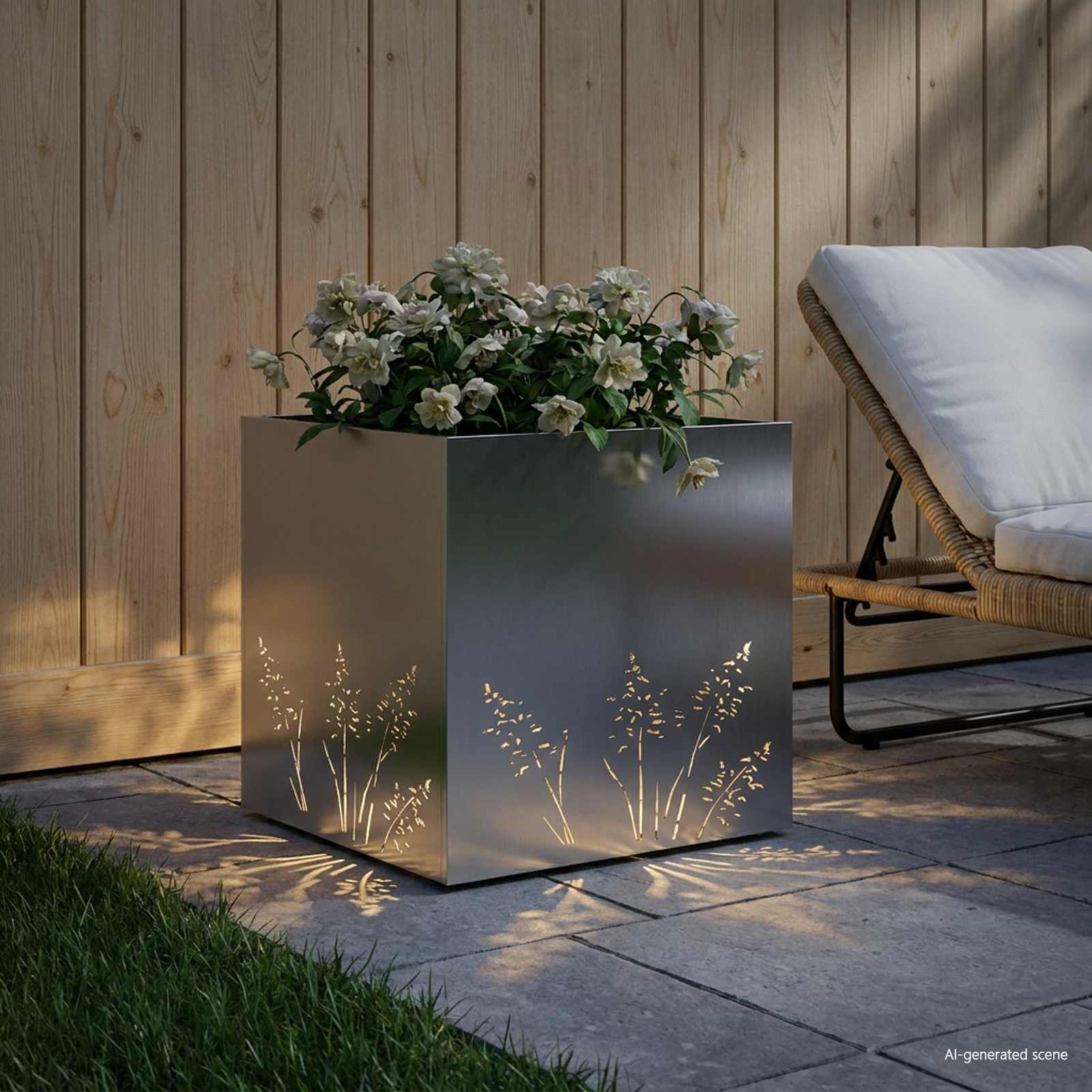 Vaso da giardino Argento 50 x 50 x 49 cm Acciaio Inox | homemem39