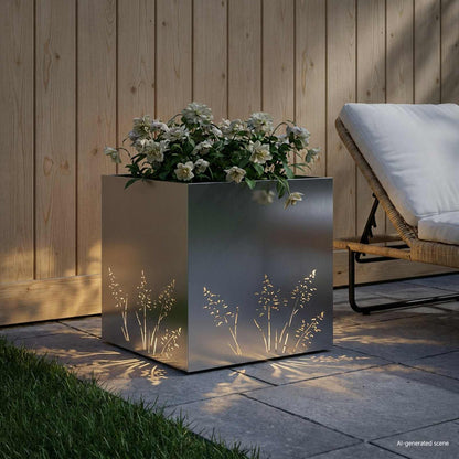 Vaso da giardino Argento 50 x 50 x 49 cm Acciaio Inox | homemem39
