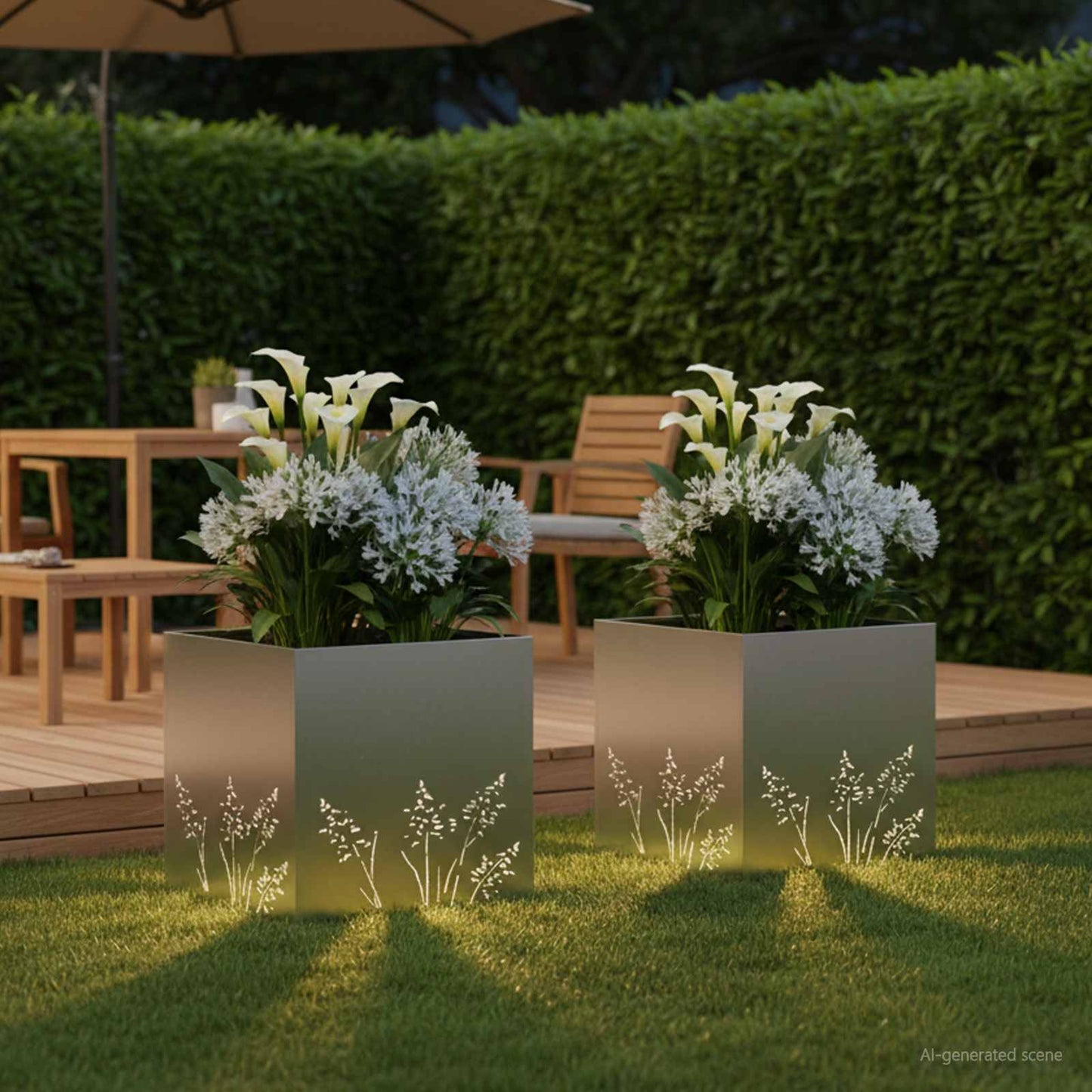 Vaso da giardino 2 pz Argento 50 x 50 x 49 cm Acciaio Inox | homemem39