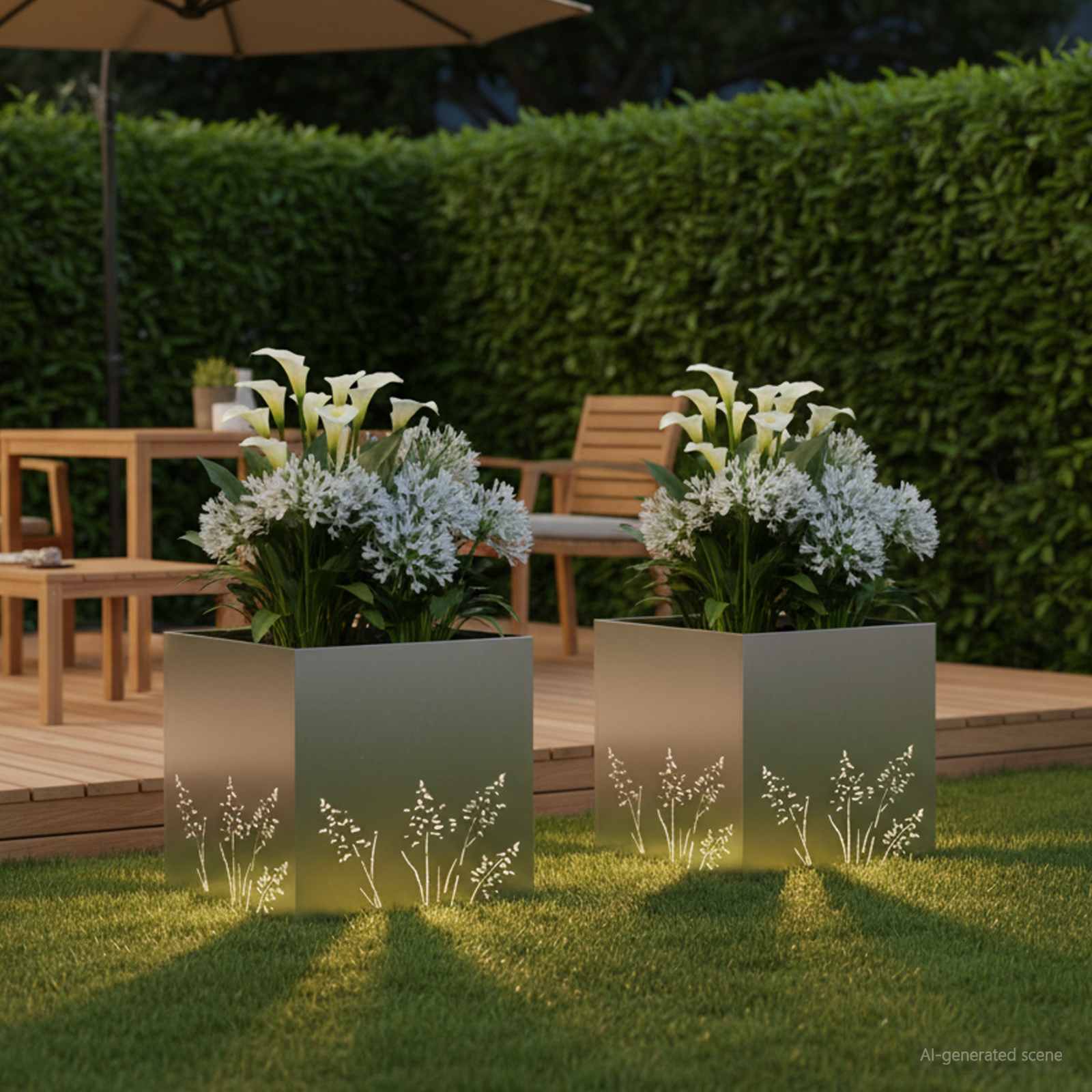 Vaso da giardino 2 pz Argento 50 x 50 x 49 cm Acciaio Inox | homemem39