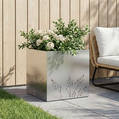 Vaso da giardino Argento 50 x 50 x 49 cm Acciaio zincato | homemem39