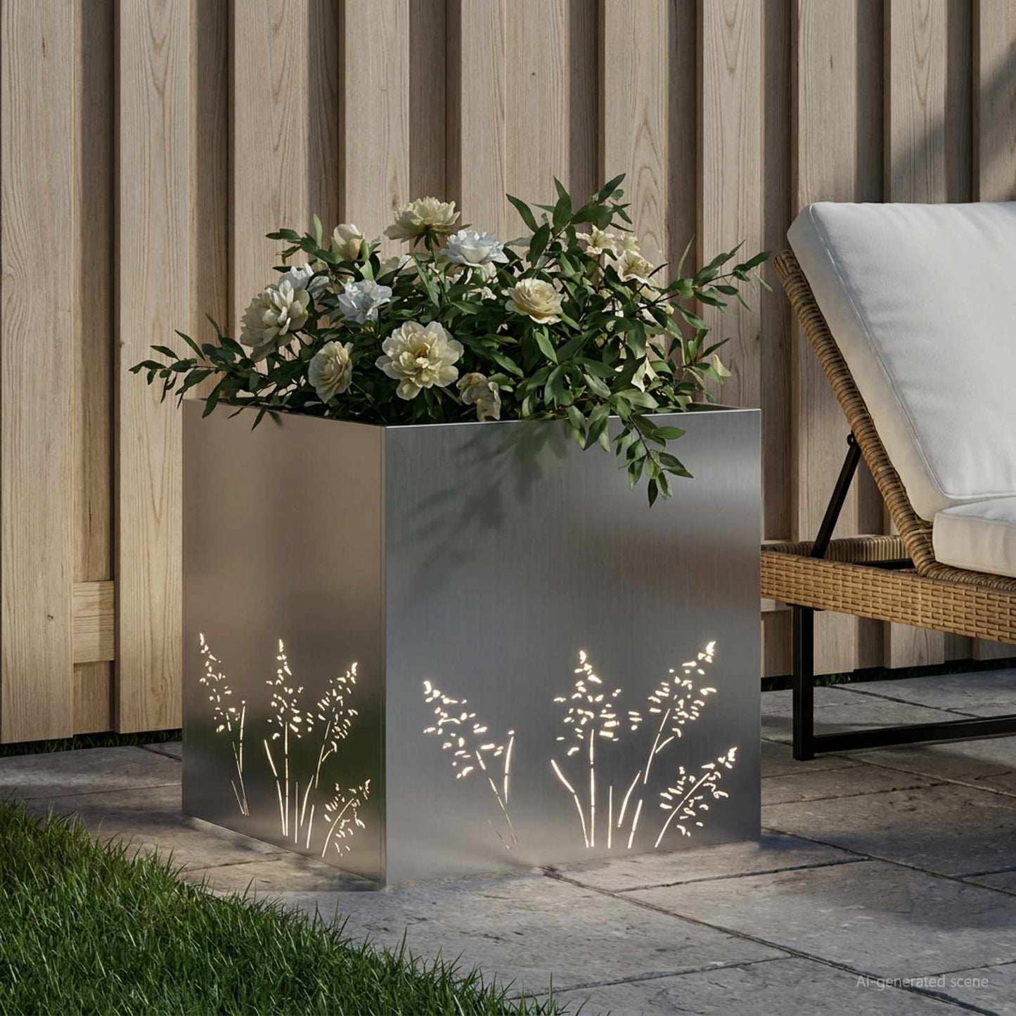 Vaso da giardino Argento 50 x 50 x 49 cm Acciaio zincato | homemem39