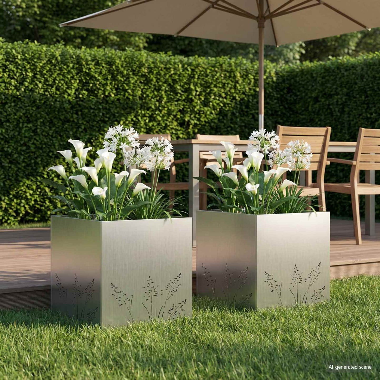Vaso da giardino 2 pz Argento 50 x 50 x 49 cm Acciaio zincato