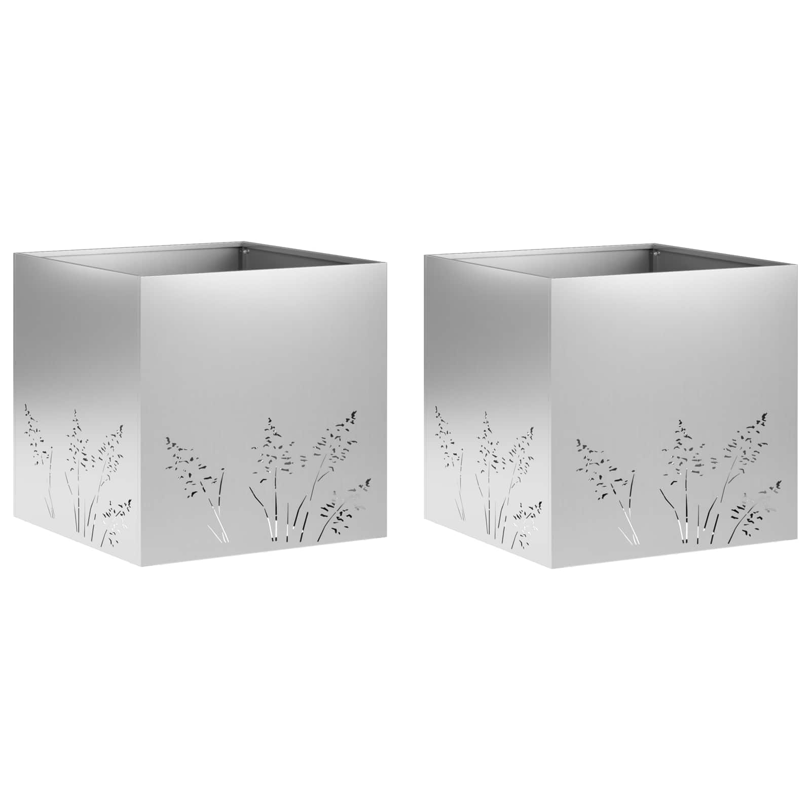 Vaso da giardino 2 pz Argento 50 x 50 x 49 cm Acciaio zincato | homemem39