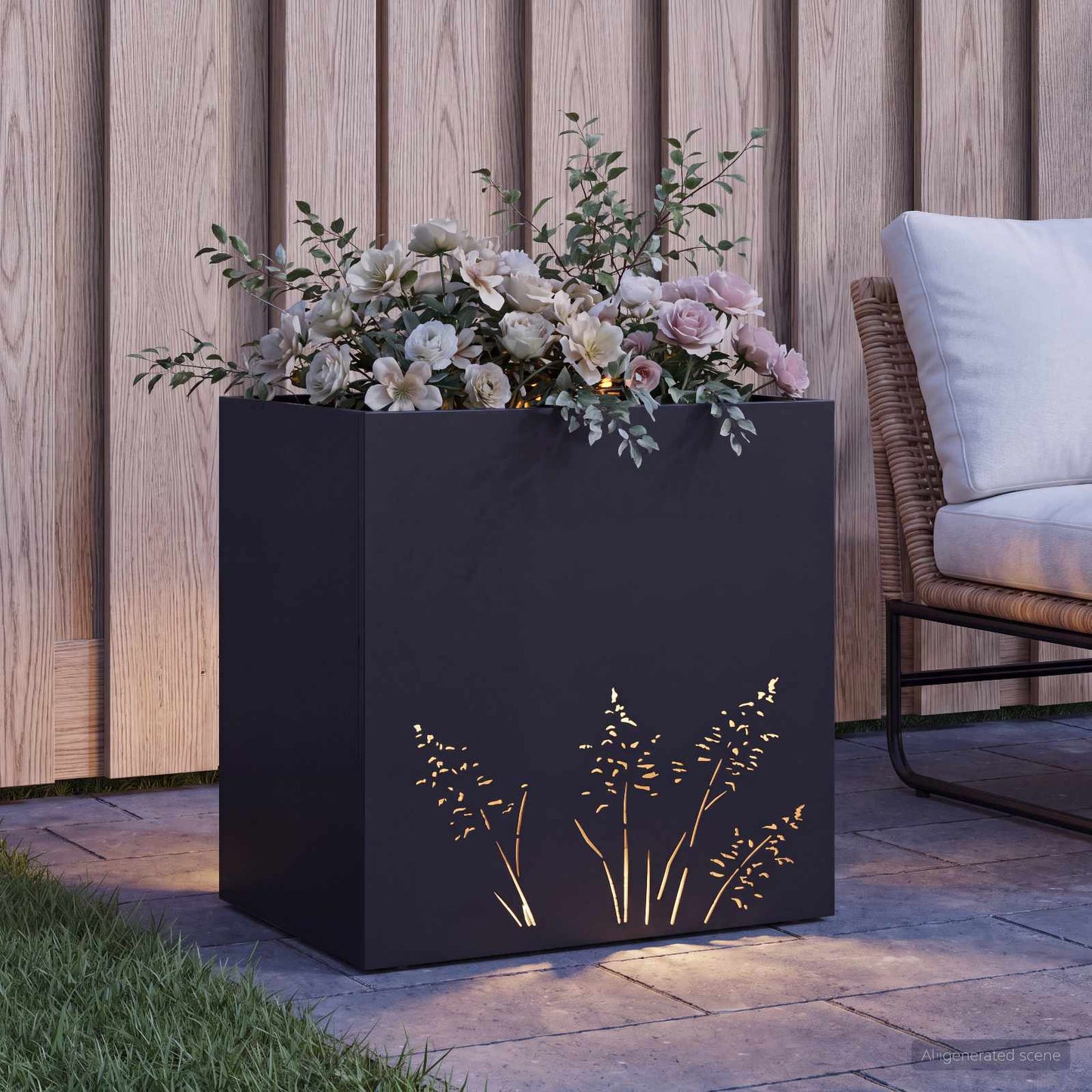 Vaso da giardino Nero 50 x 30 x 49 cm Acciaio laminato a freddo | homemem39