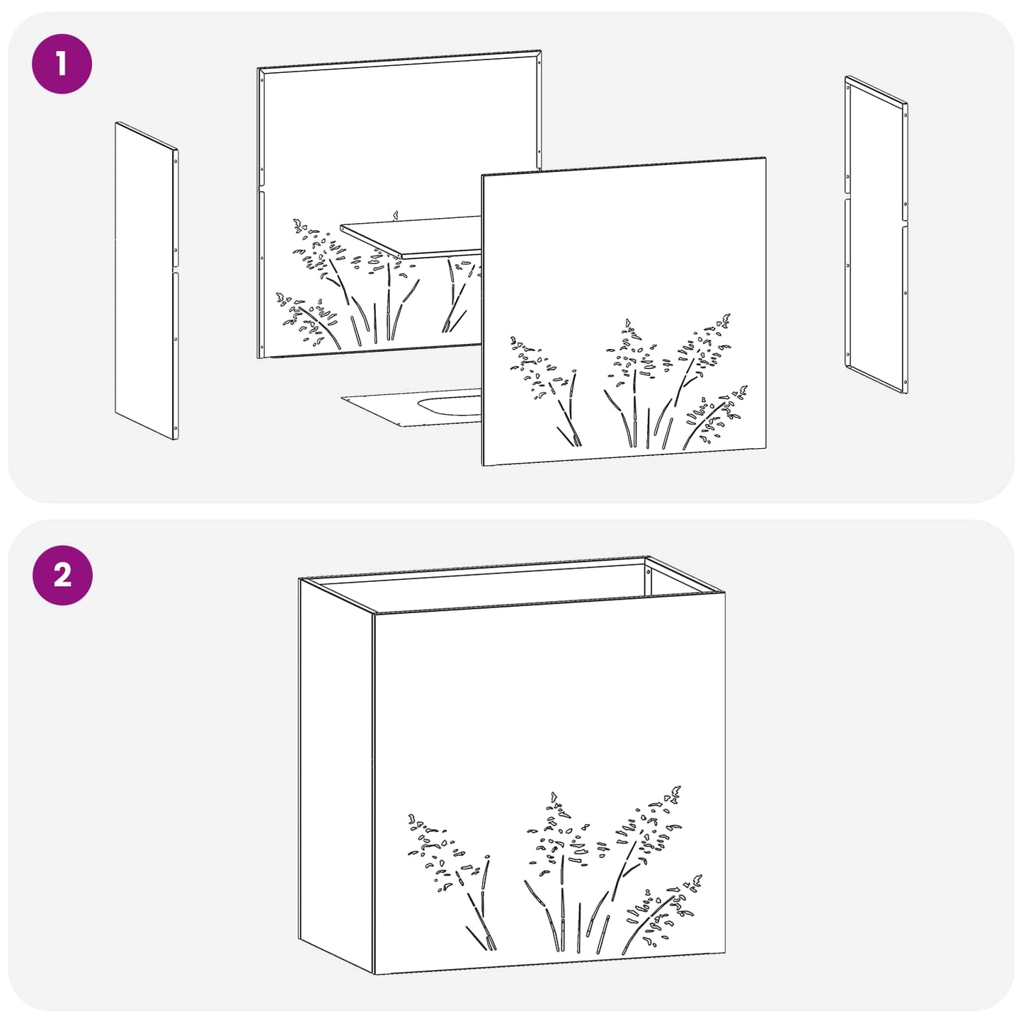 Vaso da giardino 2 pz Nero 50 x 30 x 49 cm | homemem39