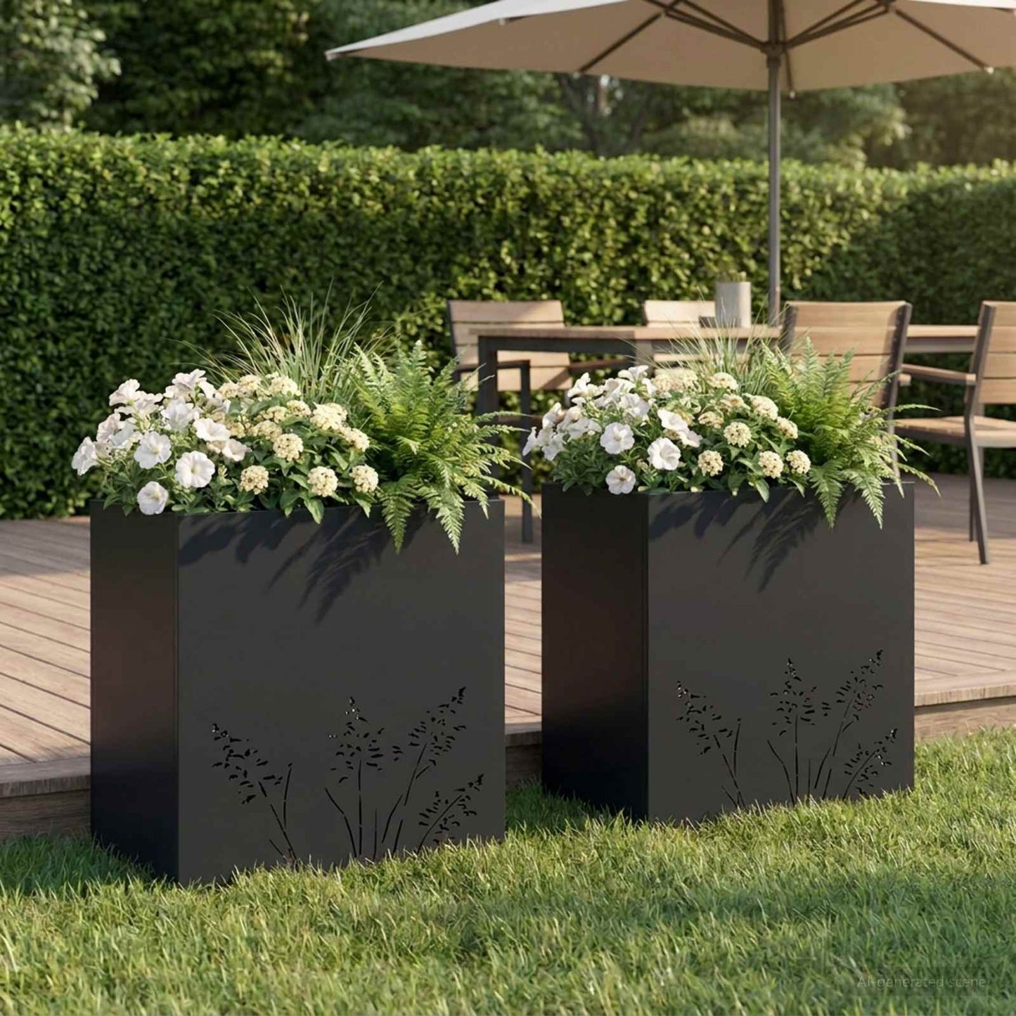 Vaso da giardino 2 pz Nero 50 x 30 x 49 cm