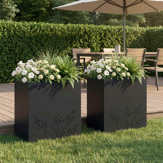 Vaso da giardino 2 pz Nero 50 x 30 x 49 cm