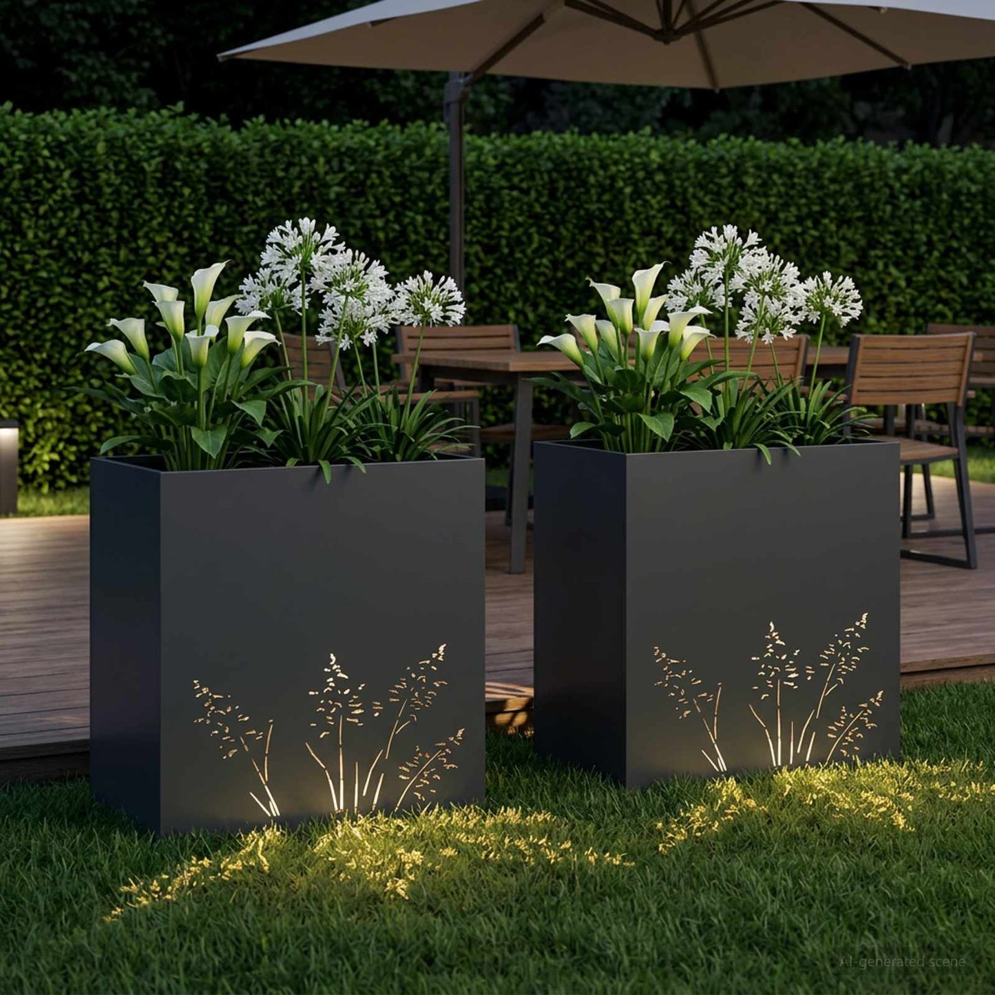Vaso da giardino 2 pz Nero 50 x 30 x 49 cm | homemem39
