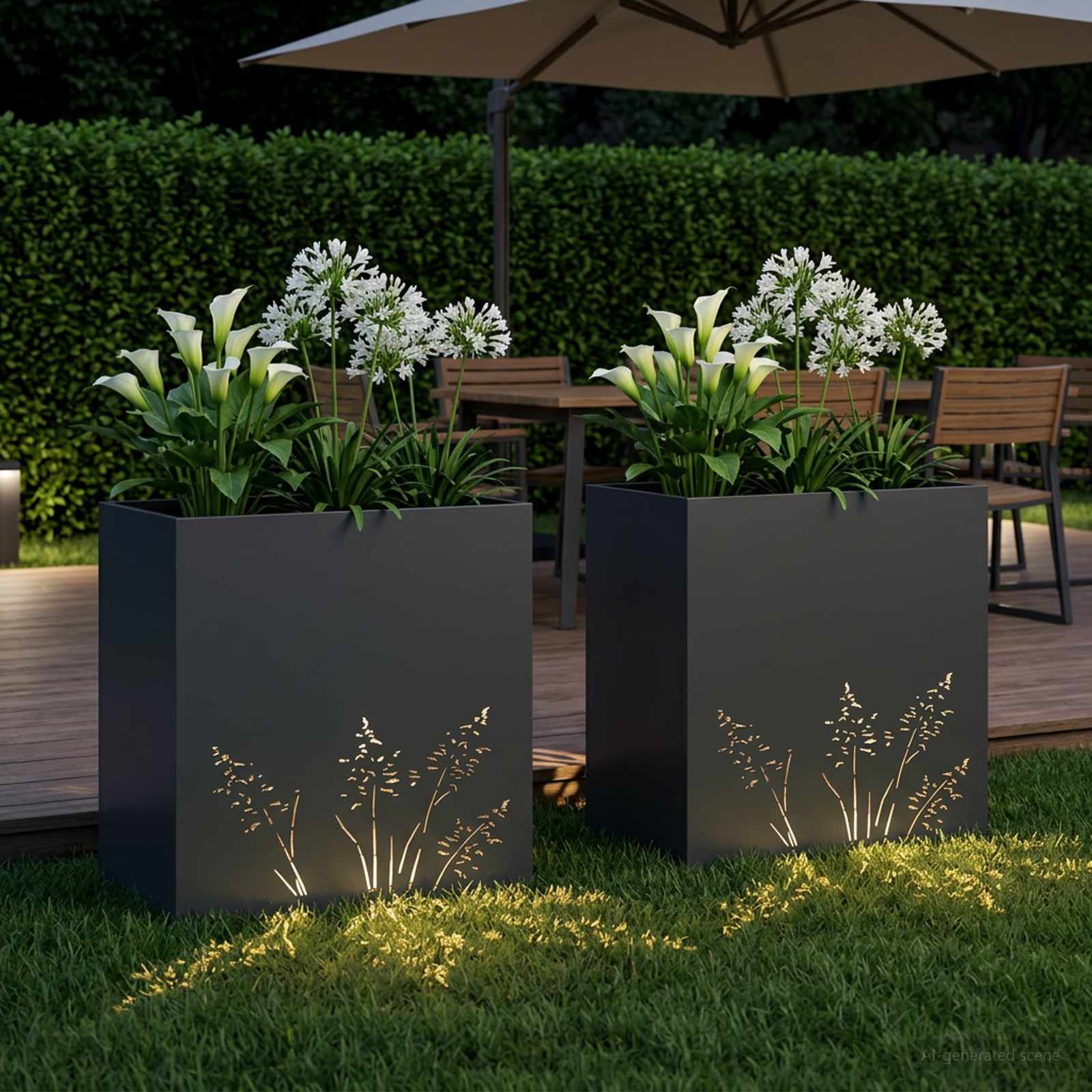 Vaso da giardino 2 pz Nero 50 x 30 x 49 cm | homemem39