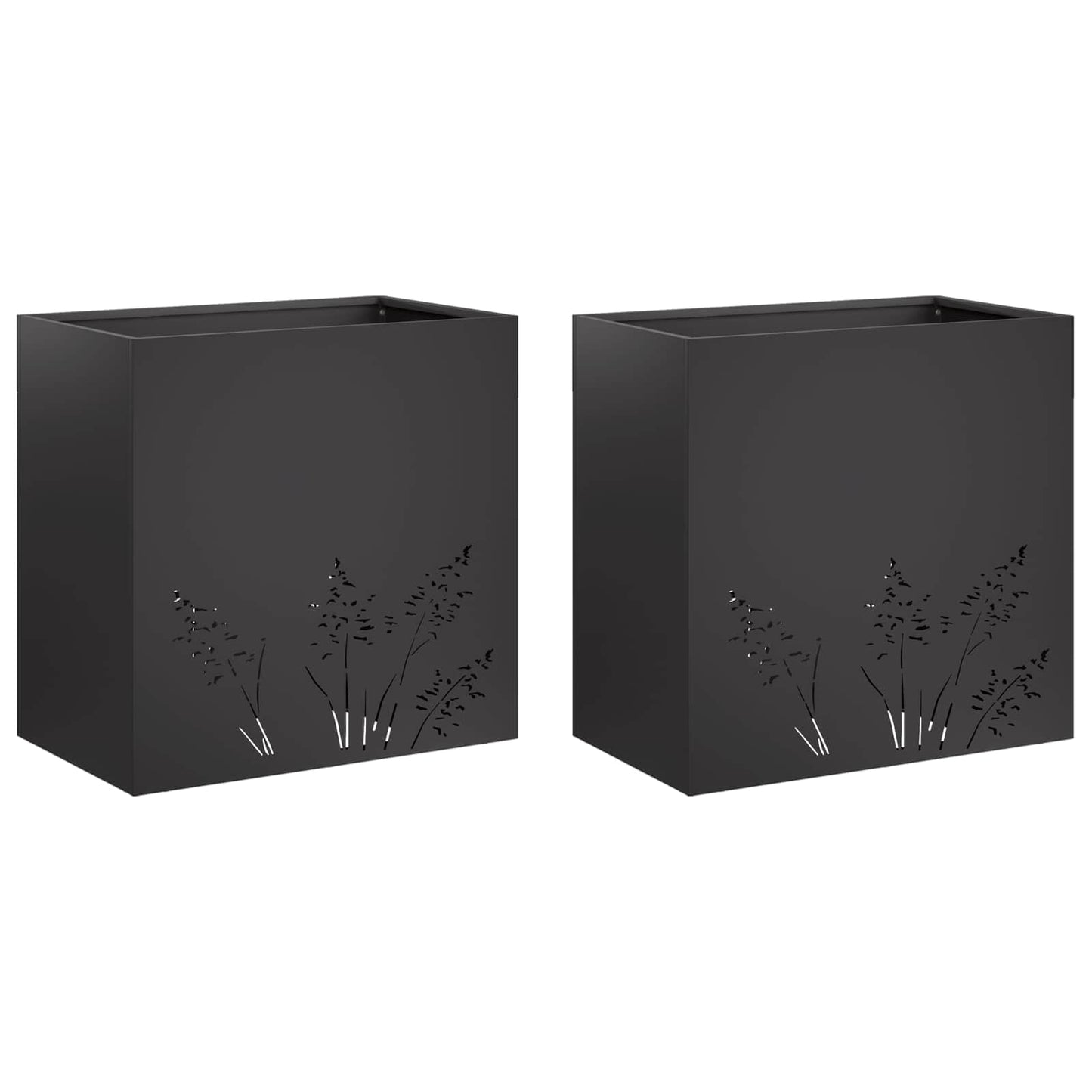 Vaso da giardino 2 pz Nero 50 x 30 x 49 cm