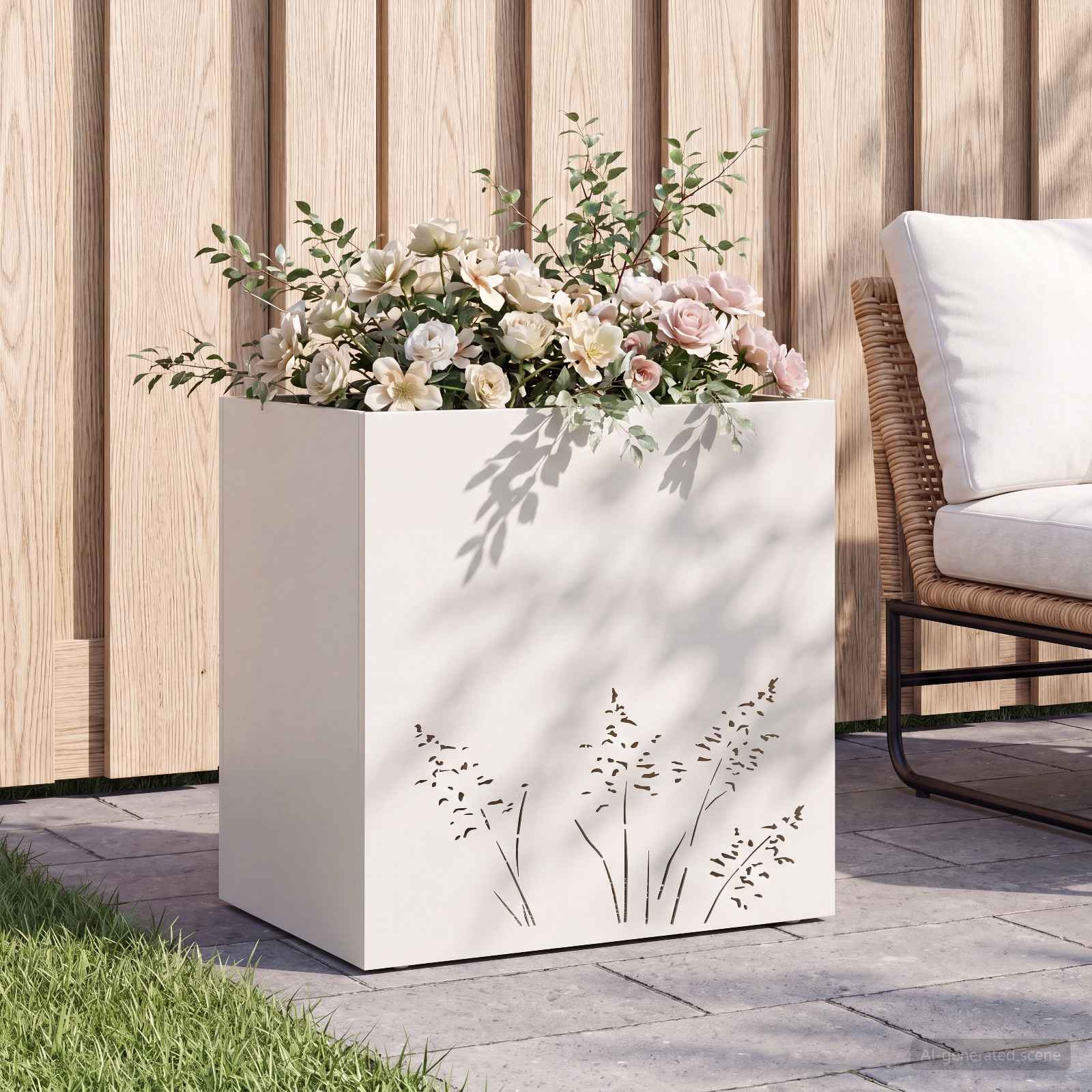 Vaso da giardino Bianco 50 x 30 x 49 cm | homemem39