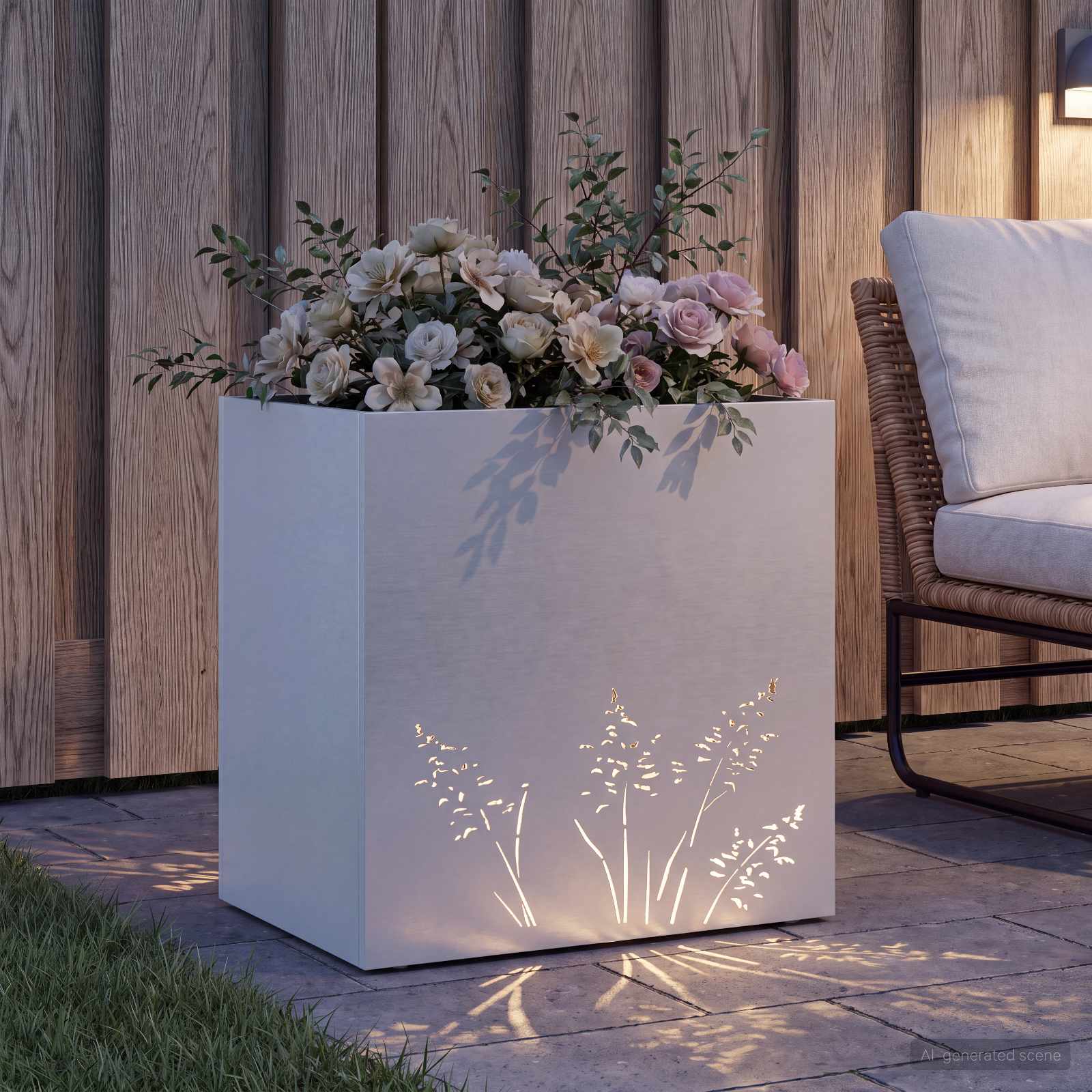 Vaso da giardino Bianco 50 x 30 x 49 cm | homemem39