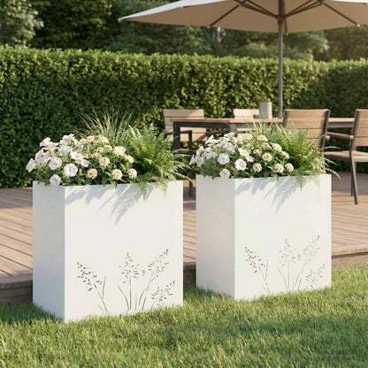 Vaso da giardino 2 pz Bianco 50 x 30 x 49 cm | homemem39